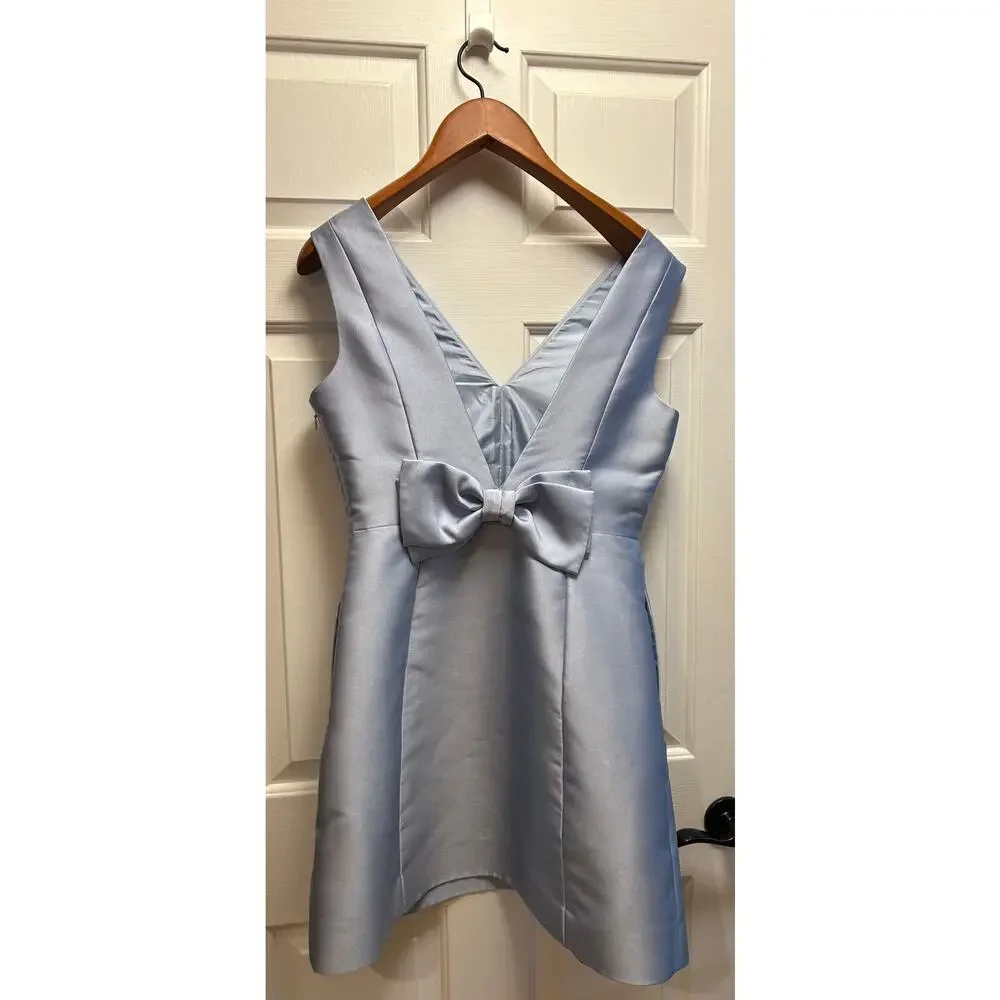 Kate Spade Open Back Bow Mini Dress In Morning Dawn (blue), Size 8